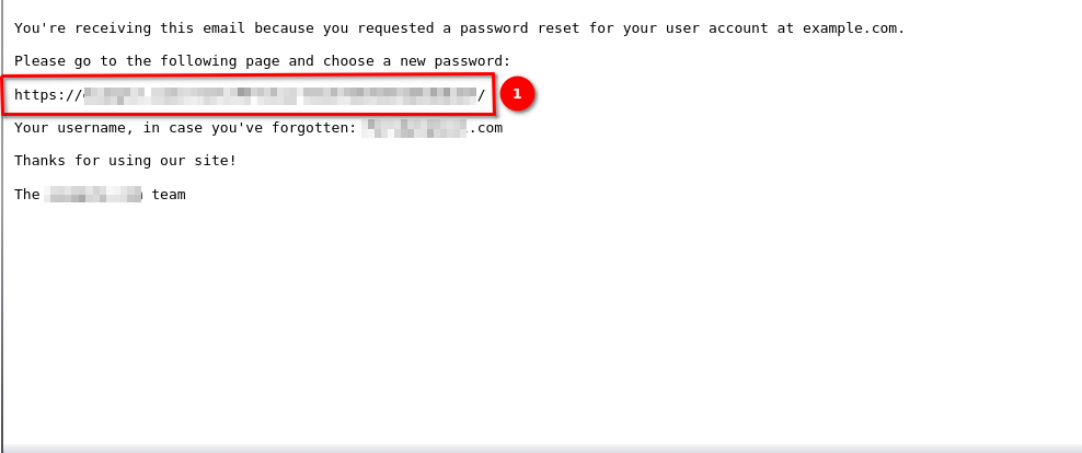 reset password email