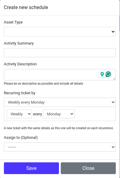 create new scheduler form